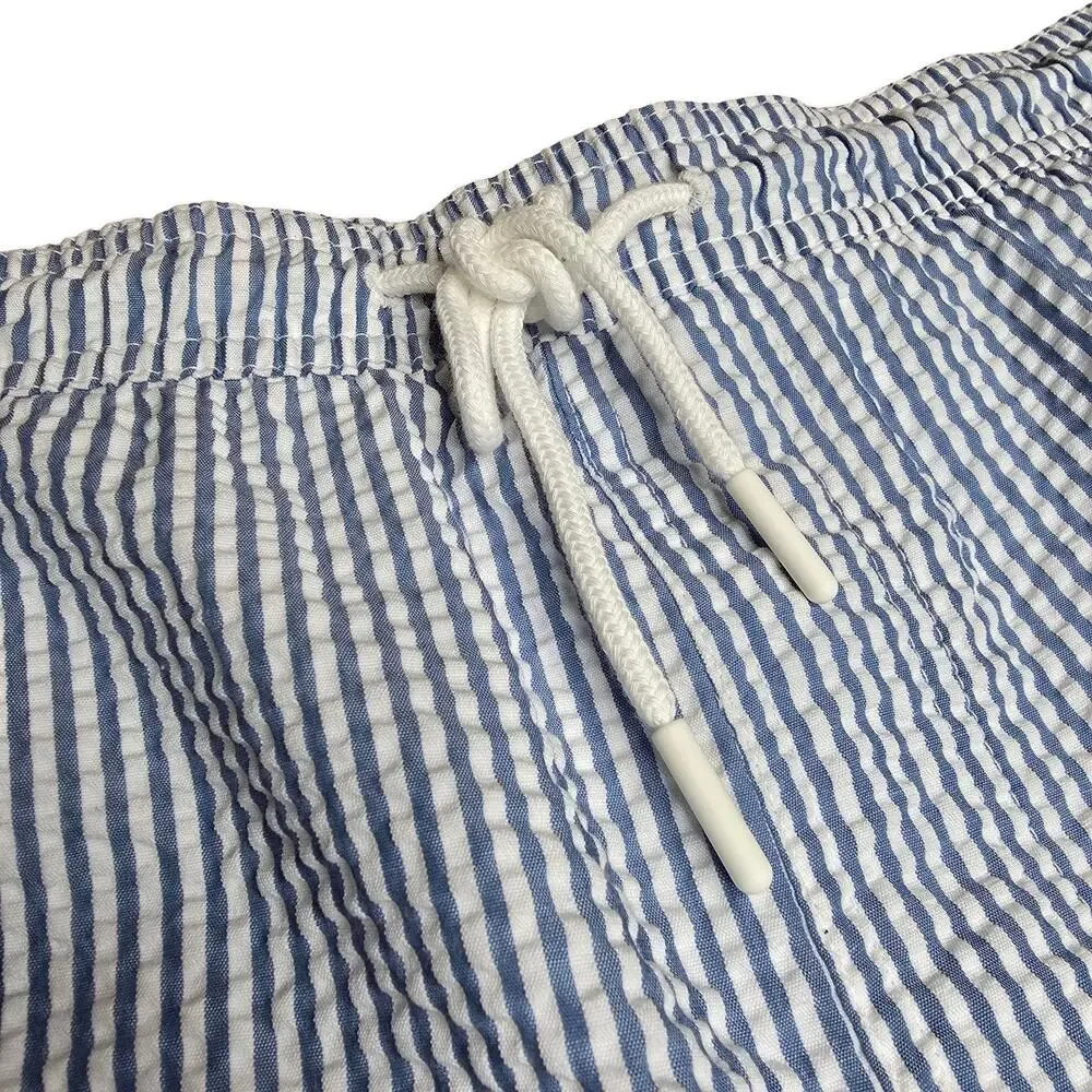American Eagle Swim Trunks Mens XXL Blue White Stripe Seersucker 5